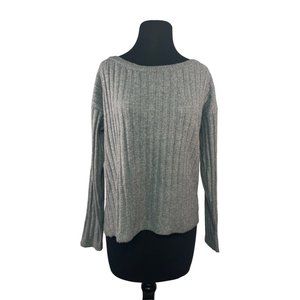 Lauren Lane x Sonoma Ribbed Knit Sweater Womens Size Medium Gray